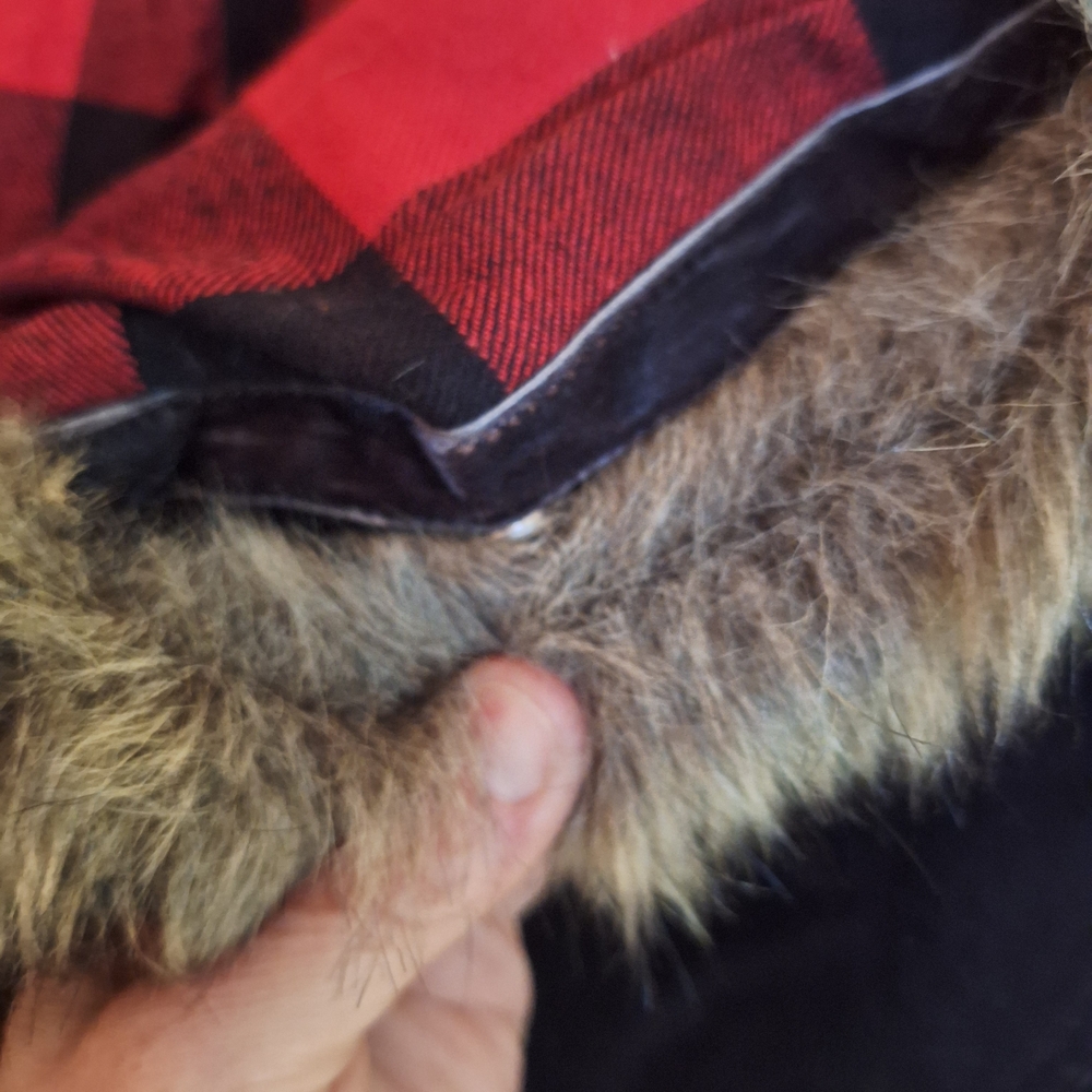 PINK Victoria's Secret Black Peacoat with Red Plaid Lining and Faux Fur Trim - Picture 15 of 16